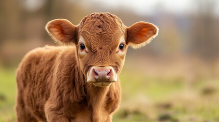 Curious Calf Explores its Surroundings, Perfect for Farm or Wildlife Themed Projects Generative AI