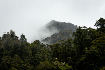 Misty mountains in New Zealand