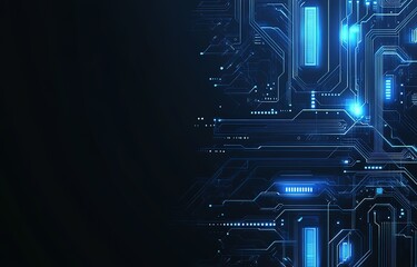 Blue digital technology background with circuit board lines