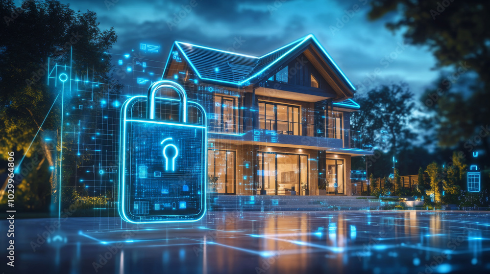 Poster a smart lock for your home that uses the internet can be vulnerable to hackers. this illustration sh