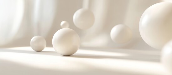 Minimalist Background with White Spheres on Light Surface, Ideal for Product or Interior Design Presentations Generative AI