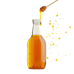 Matte Finish Bottle Mockup, Featuring Honey Flowing Out
