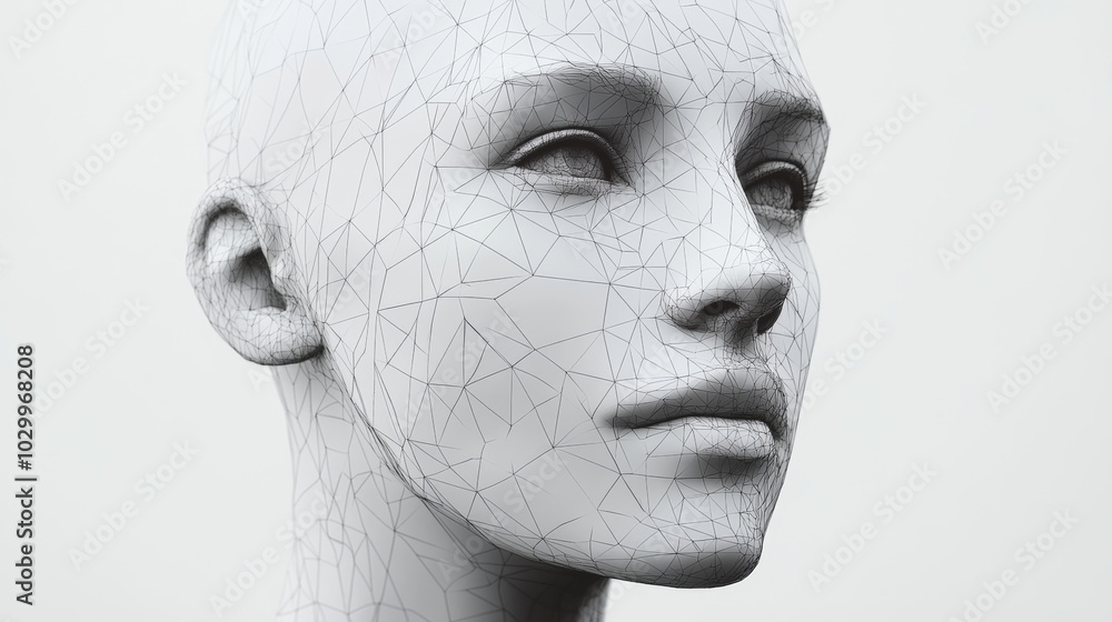 Poster a 3d face scan can be used to identify people. this technology uses artificial intelligence to creat