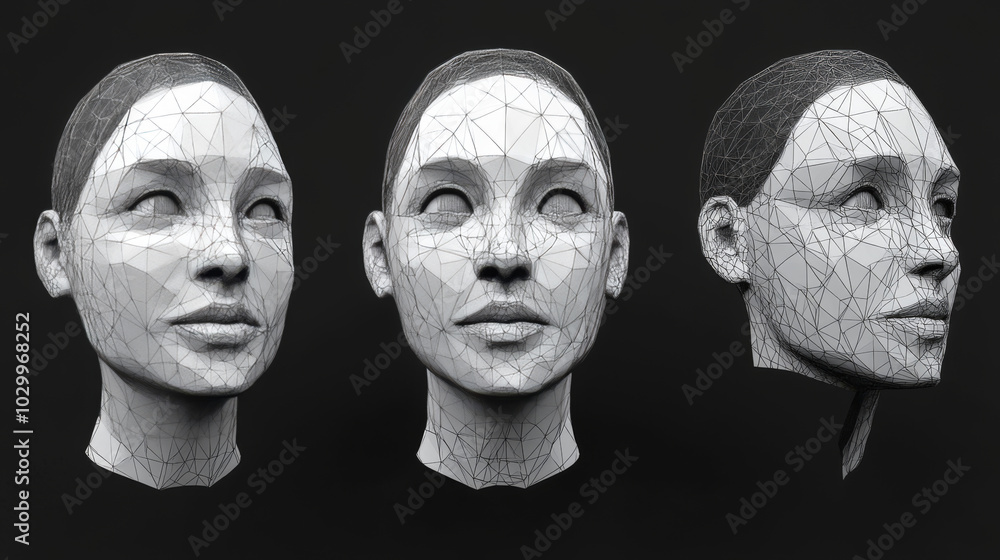 Poster a 3d face scan can be used to identify people. this technology uses artificial intelligence to creat