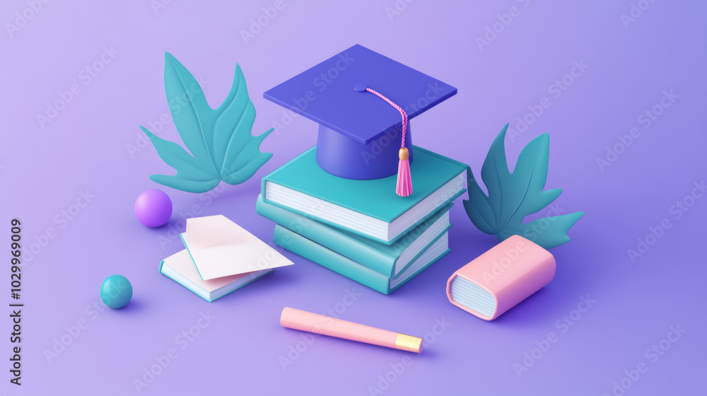 Poster this design shows an online graduate certificate program. it uses a simple, modern style with a 3d g