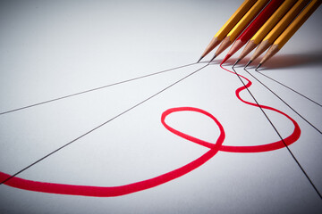 Wooden pencils, the individual emerging from the crowd