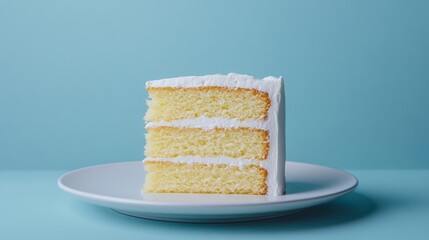 Minimalist Cake Slice on White Plate, Perfect for Food Blog or Restaurant Advertisement Generative AI