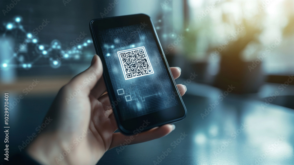 Poster using a qr code lets you quickly access websites and information by scanning it with your phone. thi