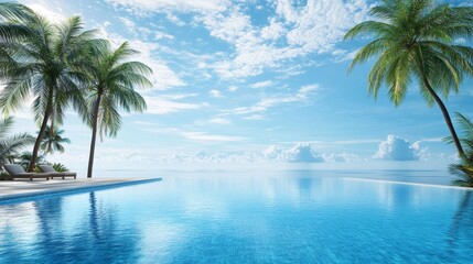 Tranquil infinity pool overlooking the ocean on a sunny day