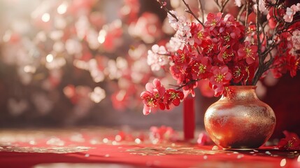 Elegant cherry blossom arrangement in a traditional setting