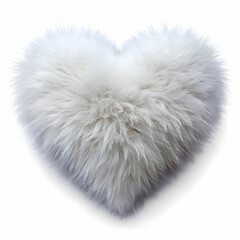 charming heart shape in fluffy white on a pure white background