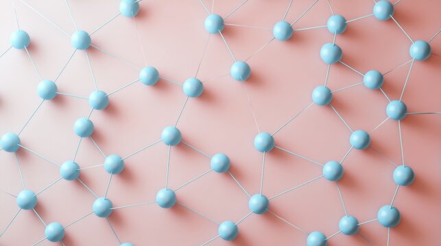 Minimalist molecular structure design with small spheres connected by thin lines, for use in scientific or educational illustrations Generative AI