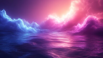 Fototapeta premium Abstract light rays in light purple and azure on a dark background.