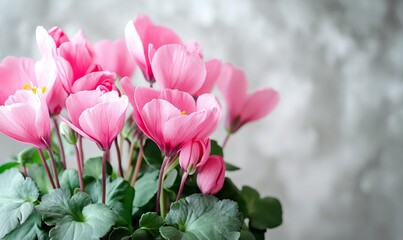 Spring floral composition with bright cyclamen