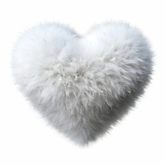 charming heart shape in fluffy white on a pure white background
