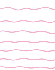 Wavy stripes print background. uneven hand drawn waves vector pattern. Striped abstract template. Cute squiggle streaks texture. pink bars on white backdrop.