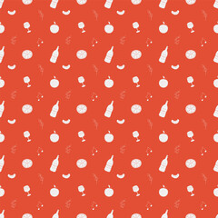 Seamless christmas pattern. New year background. Colored illustration with christmas icons
