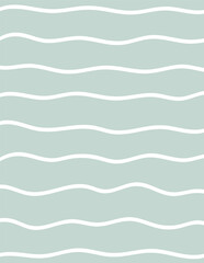 Wavy stripes print background. uneven hand drawn waves vector pattern. Striped abstract template. Cute squiggle streaks texture. white bars on green, grey backdrop.