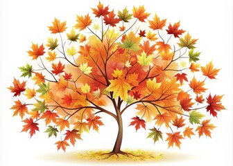 Obraz premium Vibrant Autumn Maple Tree Silhouette with Colorful Leaves