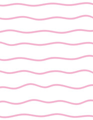 Wavy stripes print background. uneven hand drawn waves vector pattern. Striped abstract template. Cute squiggle streaks texture. pink bars on white backdrop.