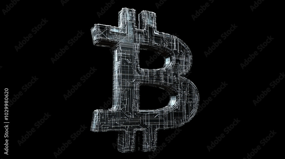 Aufkleber a 3d symbol representing bitcoin, a digital currency. it's part of a larger concept about data minin