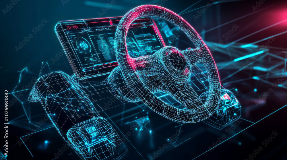 Poster a developer is creating an app that uses a virtual steering wheel to control a computer. the design 
