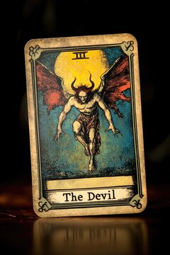 The devil tarot card from major arcana number 15