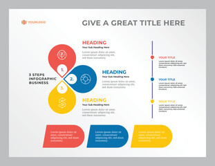 Colorful circle design infographic template with 3 steps on elegant white background