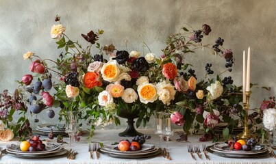 wedding table setting with flowers