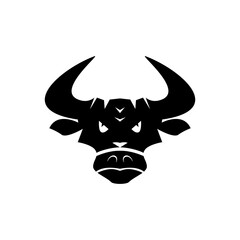 Luxury buffalo head logo design template. Black bull head icon on white background.