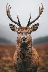 Fototapeta premium Majestic red deer stag standing in the scottish highlands