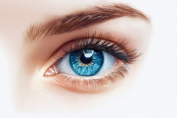 Woman with blue eyes showing concept of sight