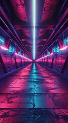 endless light in futuristic metal corridor