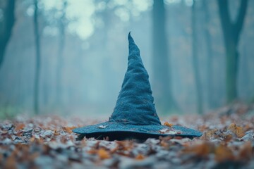 Fototapeta premium A Witch's Hat Abandoned in a Foggy Forest