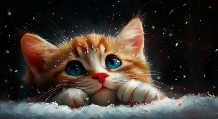 cat on the snow