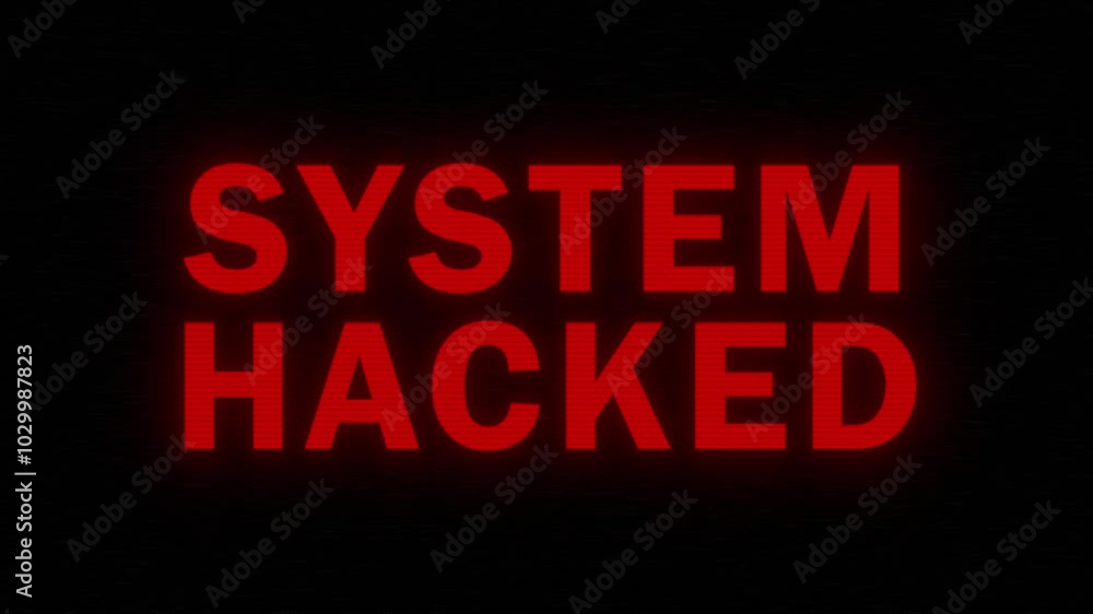 Poster system hacked animation with red text and glitch effect. perfect for cybersecurity themes, digital a