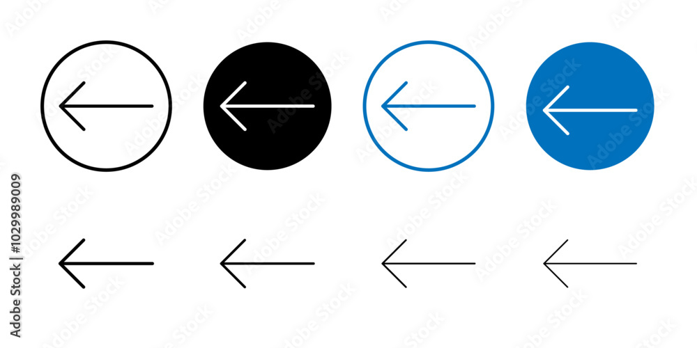 Aufkleber Arrow left icon Outline vector for web ui