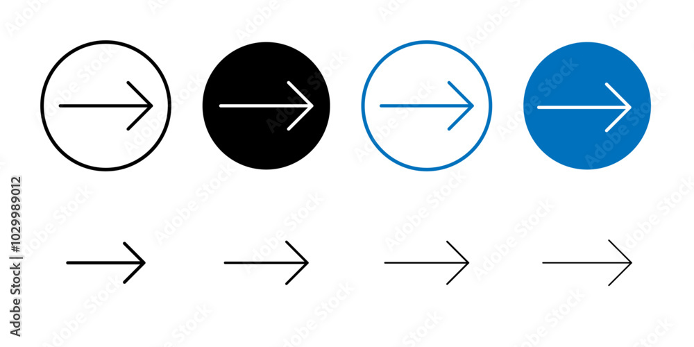 Aufkleber arrow right icon outline vector for web ui