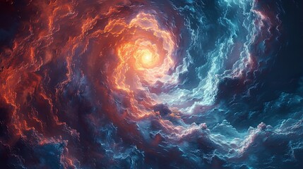 Abstract Fire and Water Clouds - Digital Art