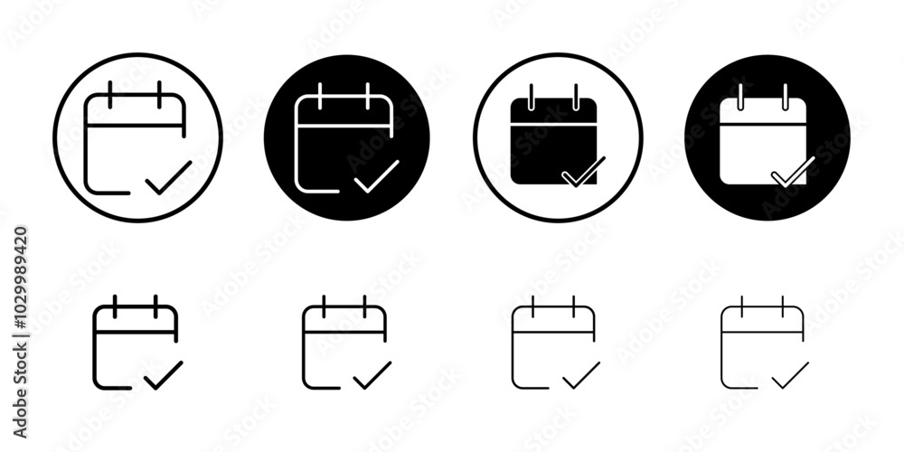 Aufkleber Calendar check icon Outline vector for web ui