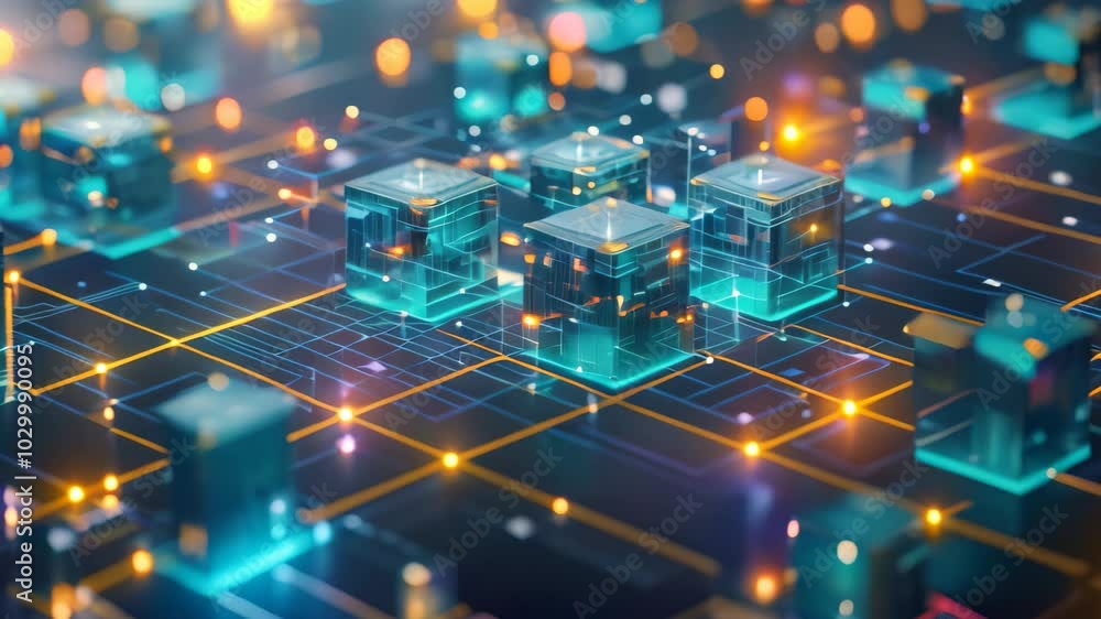 Poster abstract representation of the scalability challenges faced by blockchain networks, showcase the sca