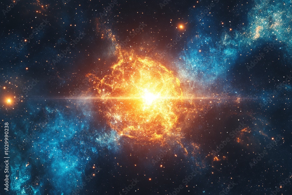 Aufkleber a wide-angle view of a celestial star with cosmic elements, ideal for futuristic designs., photo of 