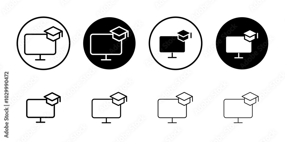 Aufkleber E learning icon Outline vector for web ui
