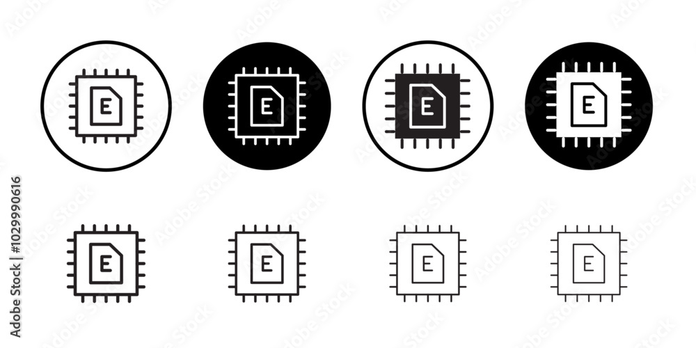 Aufkleber eSim icon Outline vector for web ui