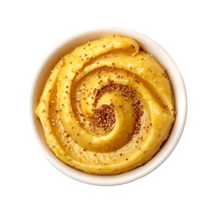 Yellow Mustard Swirl in White Bowl