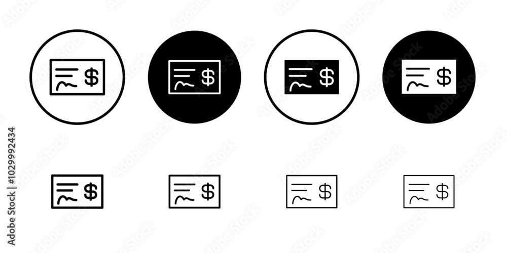 Poster Money check icon Outline vector for web ui