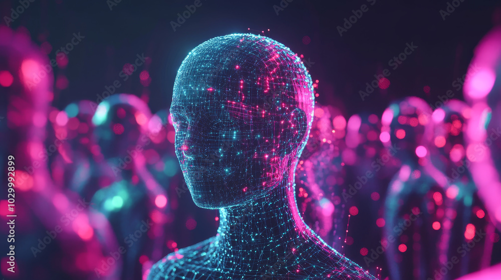Poster this image shows how artificial intelligence (ai) connects personal data from computers, smartphones