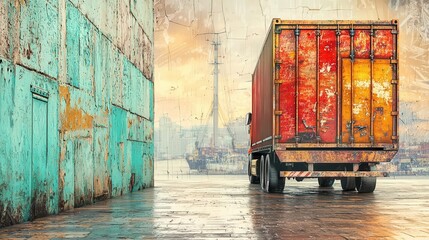 Naklejka premium Scalable supply chain operations for ecommerce, adaptable logistics, real-time tracking, growth-ready solutions