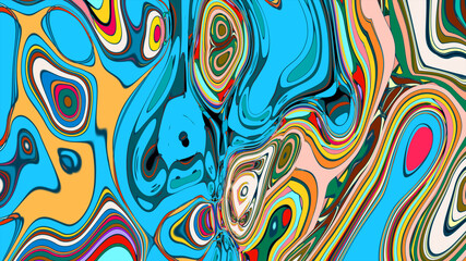 Naklejka premium Abstract colorful fluid wave psychedelic liquid background for summer music 2025