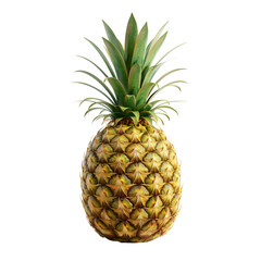 Fototapeta premium Ripe Pineapple with Green Leaves Isolated on Black